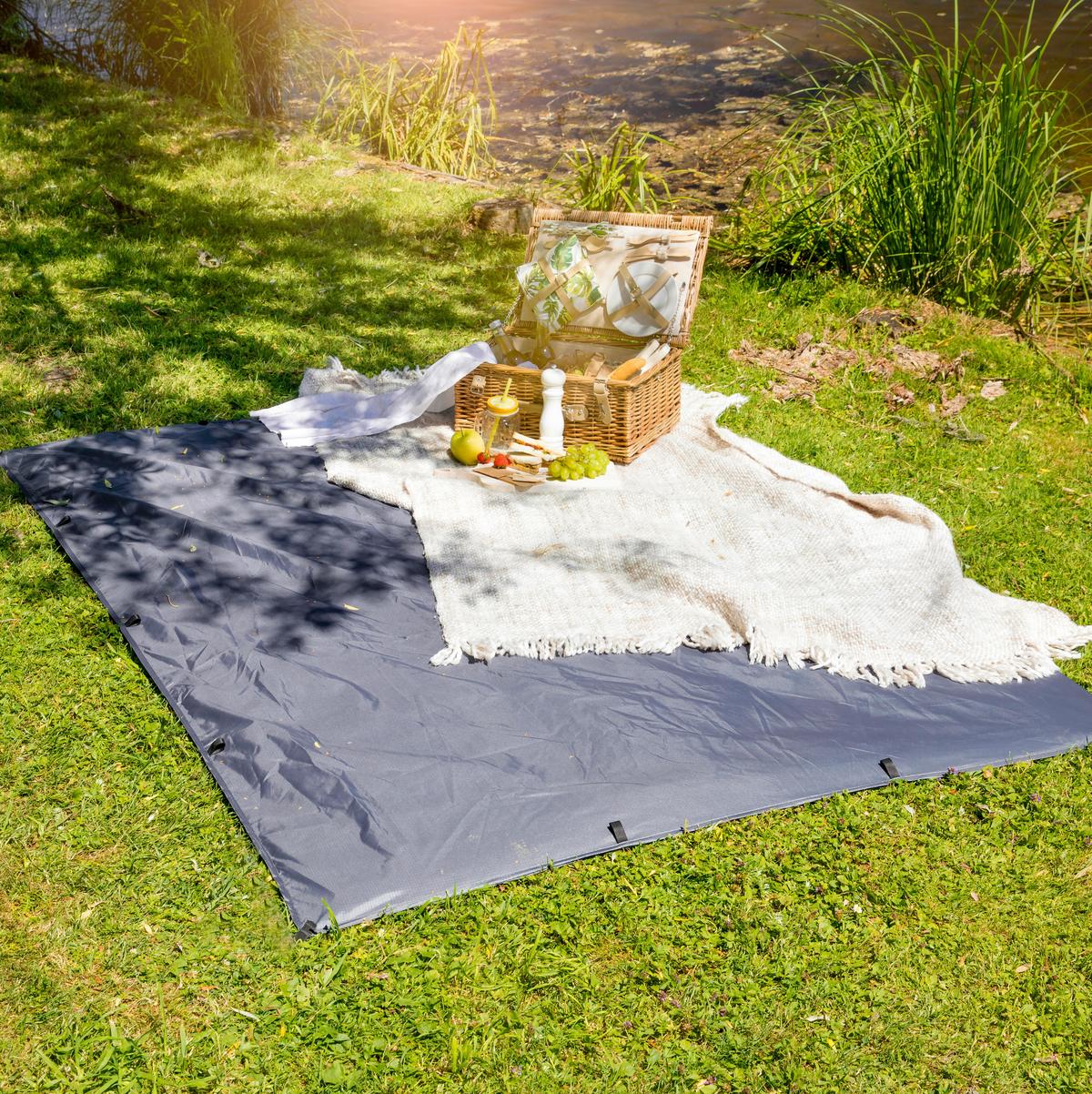 Schutzplane mit Schlaufen 4x5m Premium Ripstop Anthrazit - Anthrazit, Basics (400/500cm)