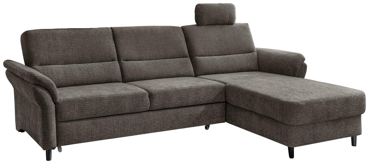 Ecksofa Cavoli Graubraun S: 279x176 cm - Graubraun/Schwarz, MODERN, Textil (279/176cm) - Livetastic