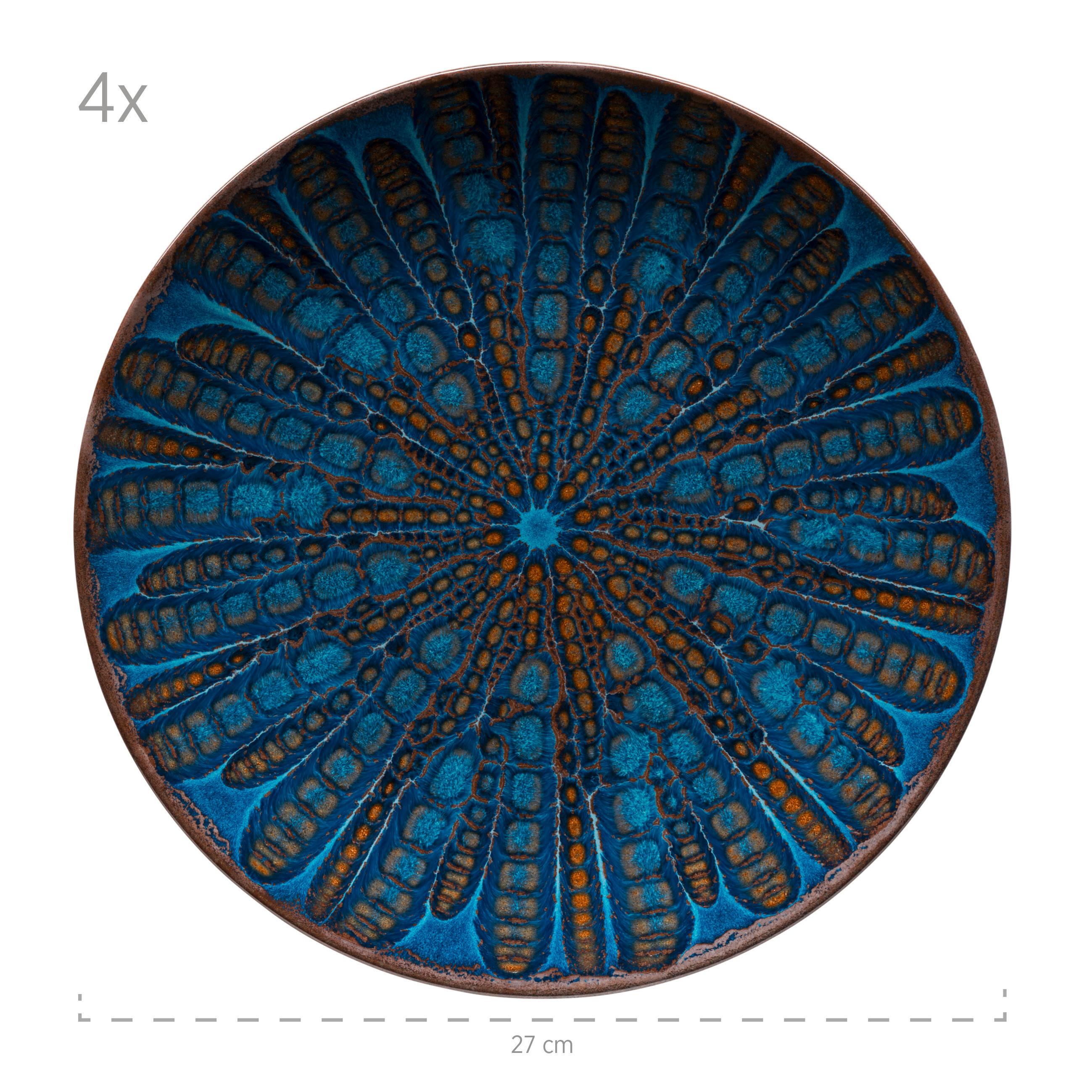 Tafelservice Aus Steinzeug 4 Personen Geschirr Set - Blau, Basics, Keramik - Mäser