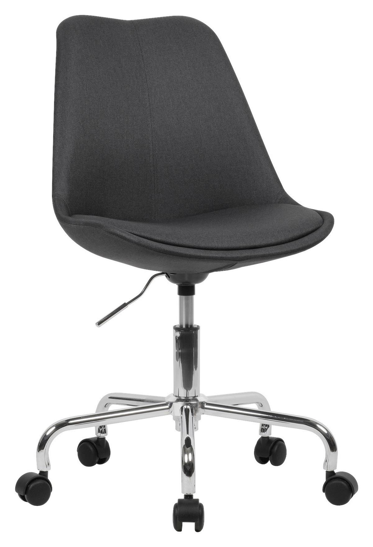 Drehstuhl mit Rollen Webbezug Schwarz - Silberfarben/Schwarz, MODERN, Kunststoff/Textil (65/84/65cm) - MID.YOU