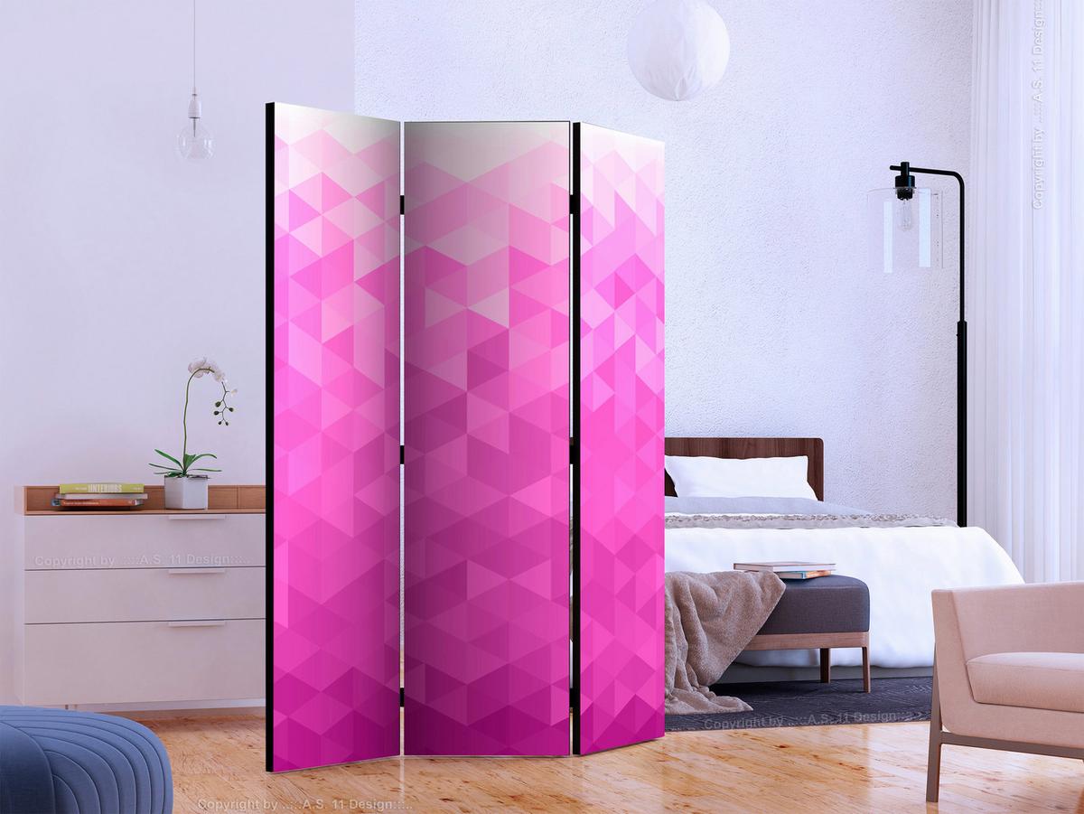 Paravent Weiß Pink B: 135 Cm - Pink/Weiß, Basics, Holz/Textil (135/172/3cm) - artgeist