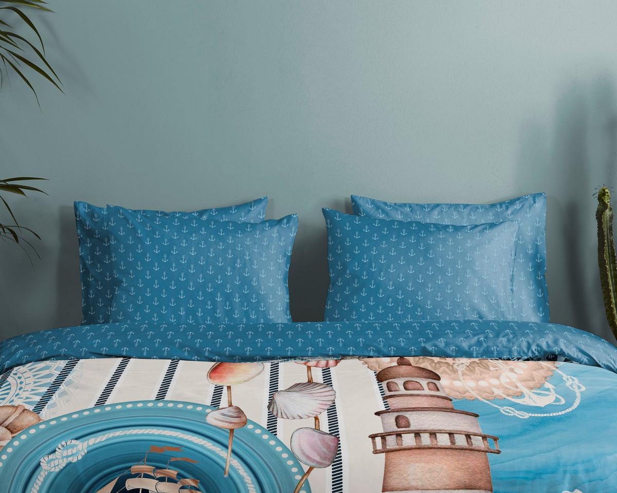 BETTWÄSCHE ALDIANA - Blau/Ecru, Design, Textil (140/200cm)