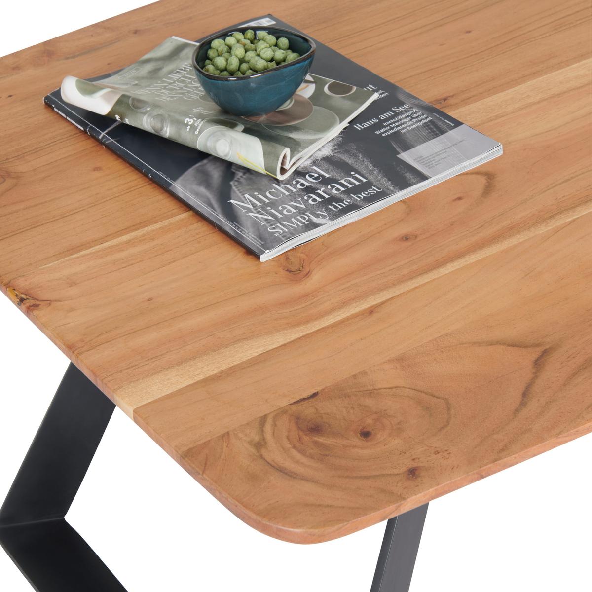 Konferenčný stolík BURGSINN 115x70 cm - čierna/farba akácie, Natur, kov/drevo (115/70/45cm) - Livetastic