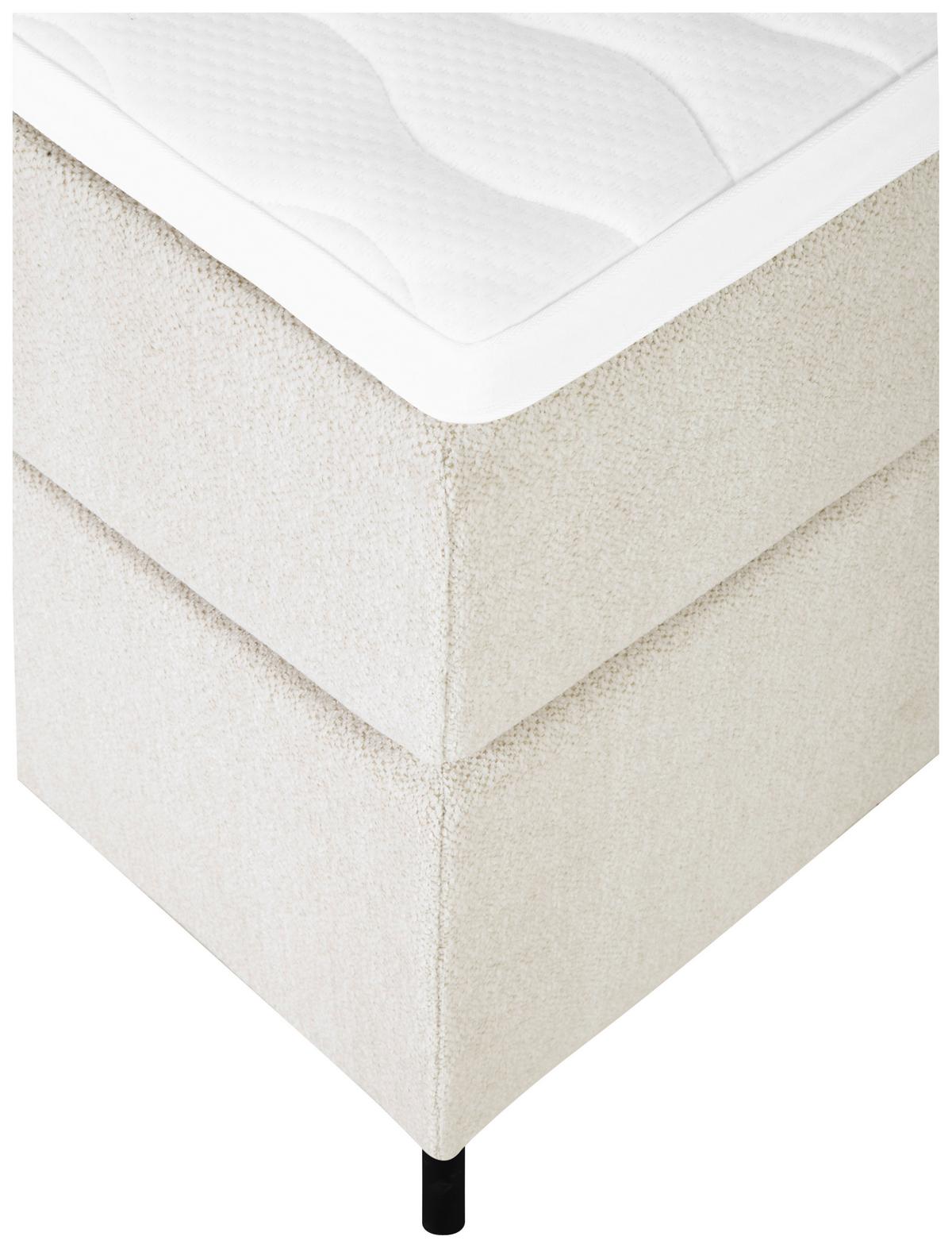 Boxspringbett Mit Topper 160x200 Cm Linz, Creme - Creme/Schwarz, MODERN, Textil (160/200cm) - MID.YOU