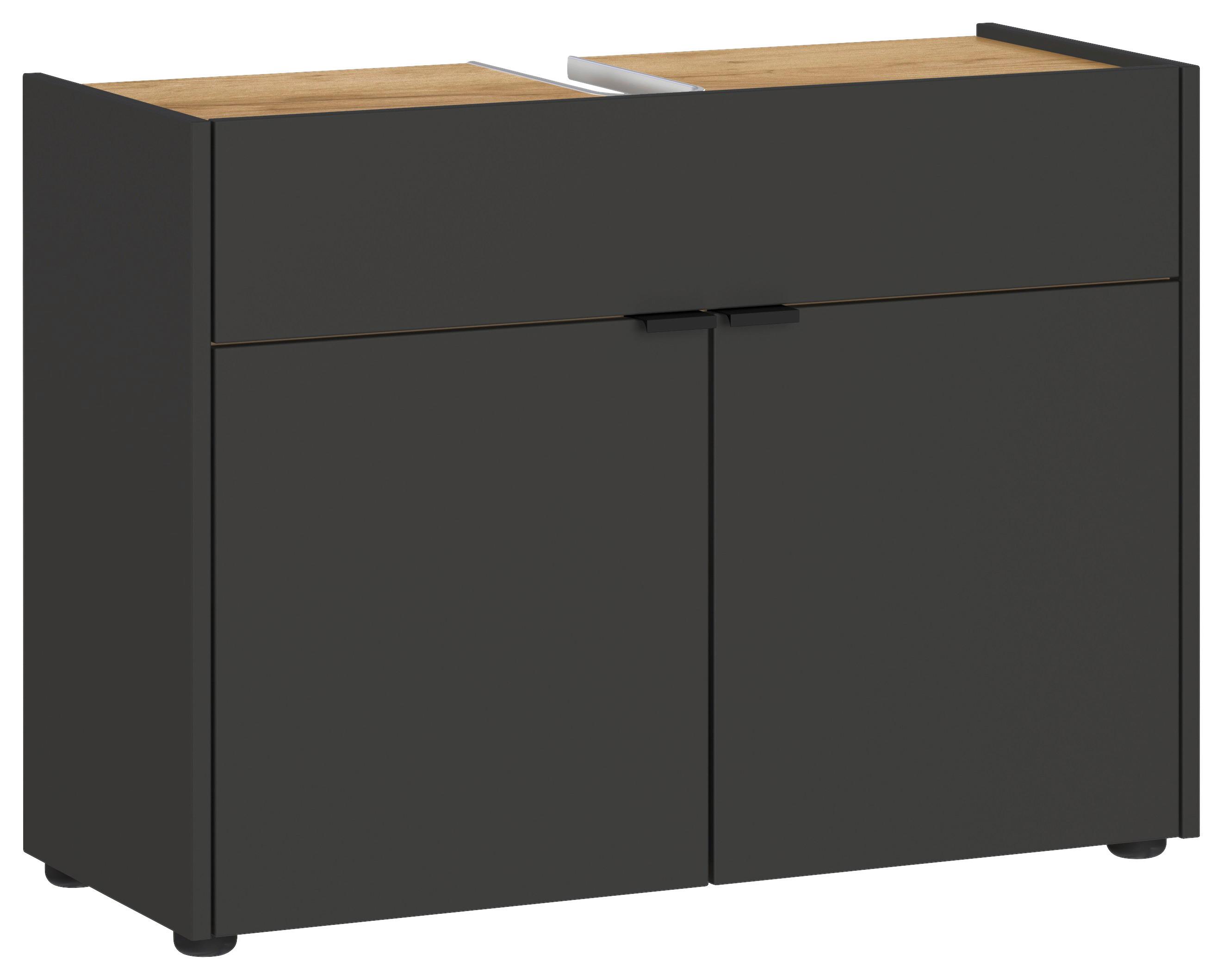 Waschbeckenunterschrank Gw-Forano - Eichefarben/Schwarz, MODERN, Holzwerkstoff (80/60/34cm) - Germania