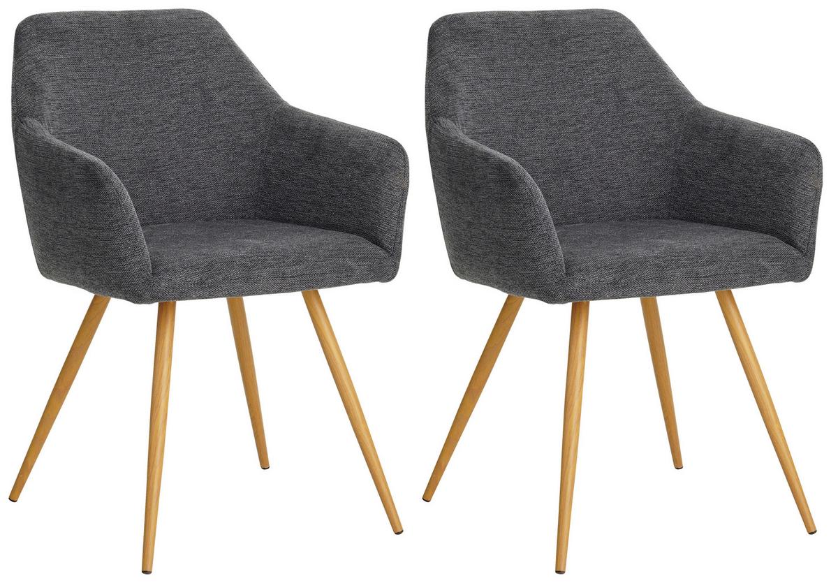 Armlehnstuhl Melinda Anthrazit - Anthrazit/Naturfarben, MODERN, Textil/Metall (56/81,5/63cm) - MID.YOU