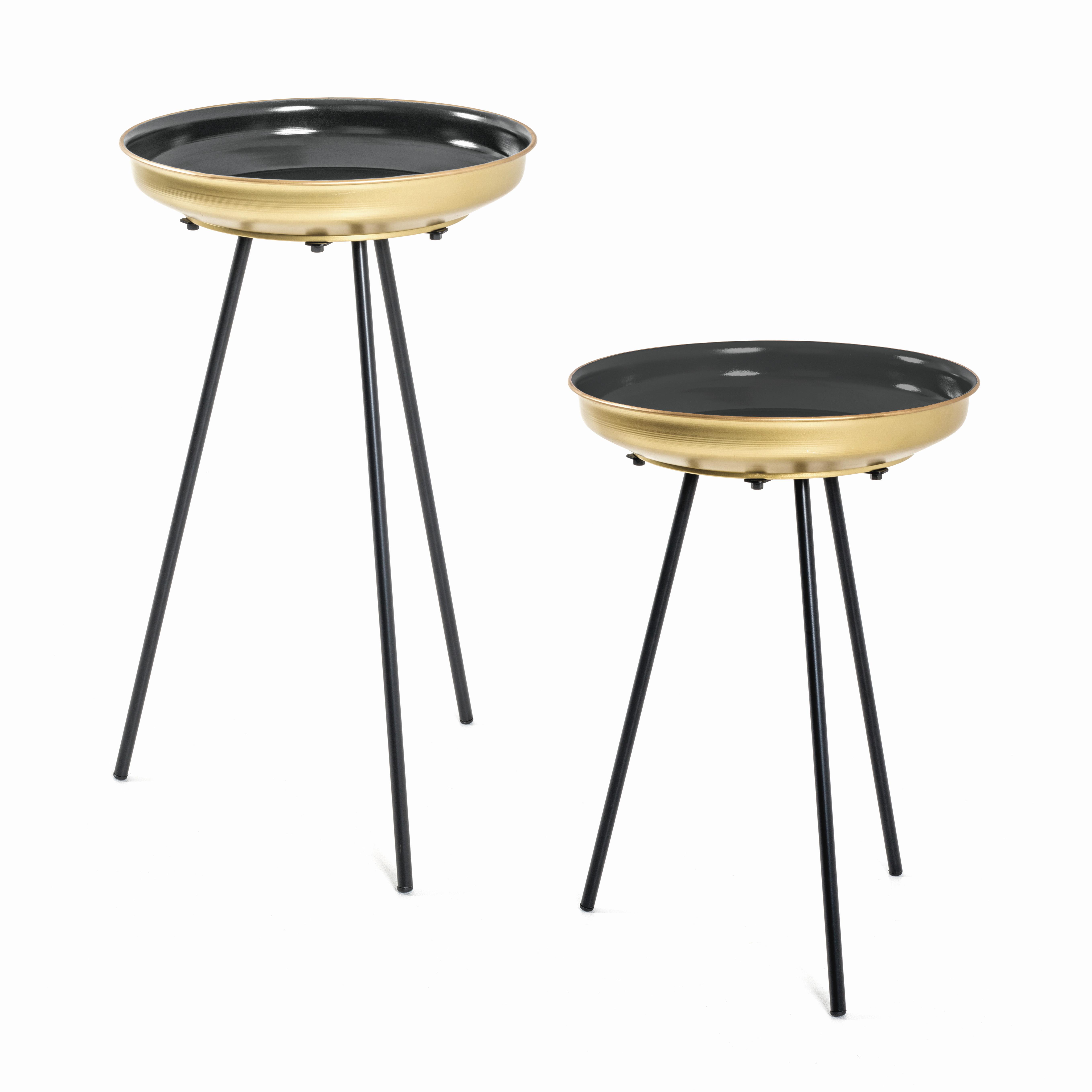Beistelltisch Set 2-teilig Goldfarben/Schwarz