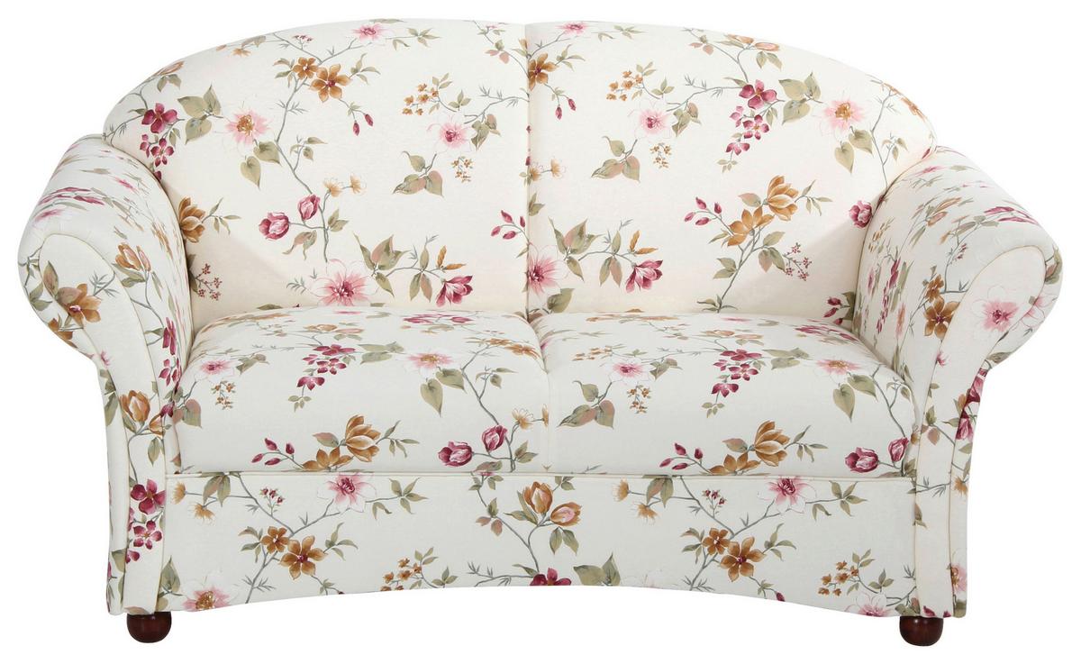 2-Sitzer-Sofa Corona Rot/Weiß, Blumen Design - Rot/Nussbaumfarben, Design, Textil (151/85/81cm) - Max Winzer