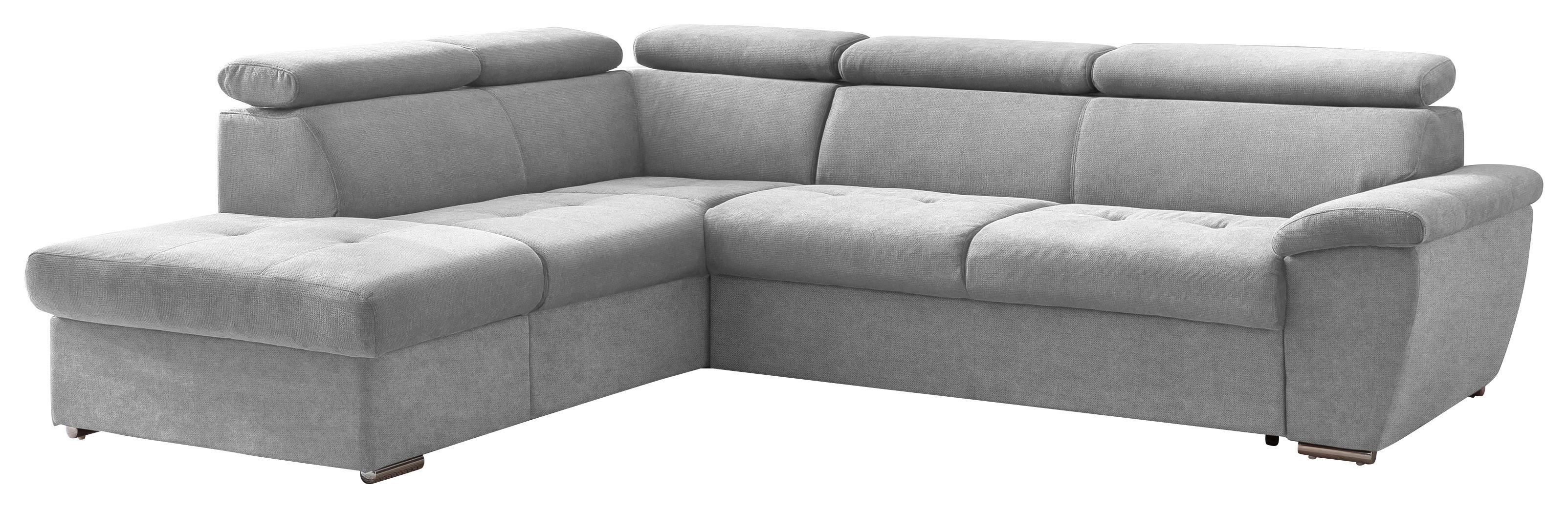 Ecksofa mit Schlaffunktion und Bettkasten Antero Grau - Chromfarben/Schwarz, Design, Textil (216/262cm) - Livetastic