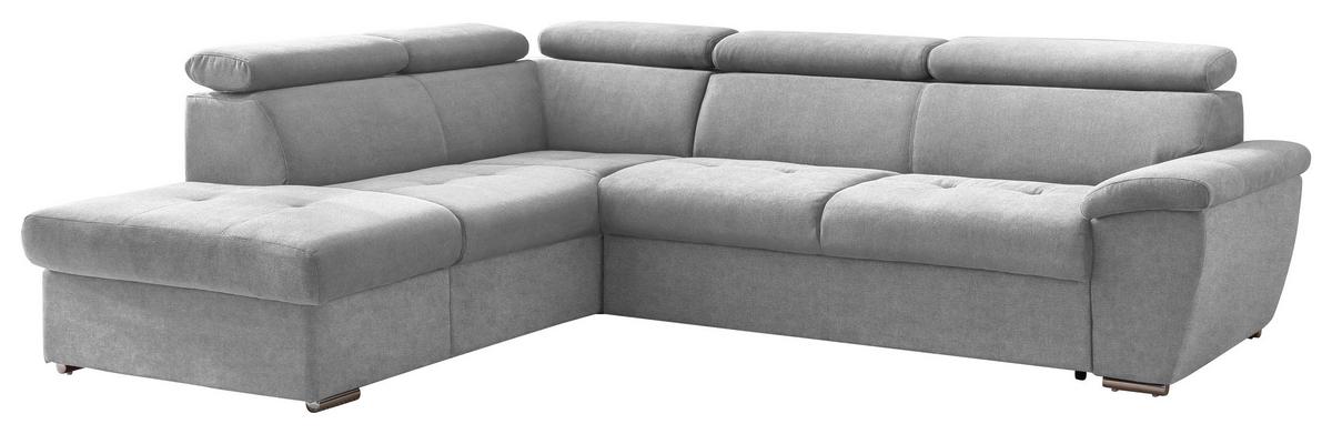 Ecksofa mit Schlaffunktion und Bettkasten Antero Grau - Chromfarben/Schwarz, Design, Textil (216/262cm) - Livetastic