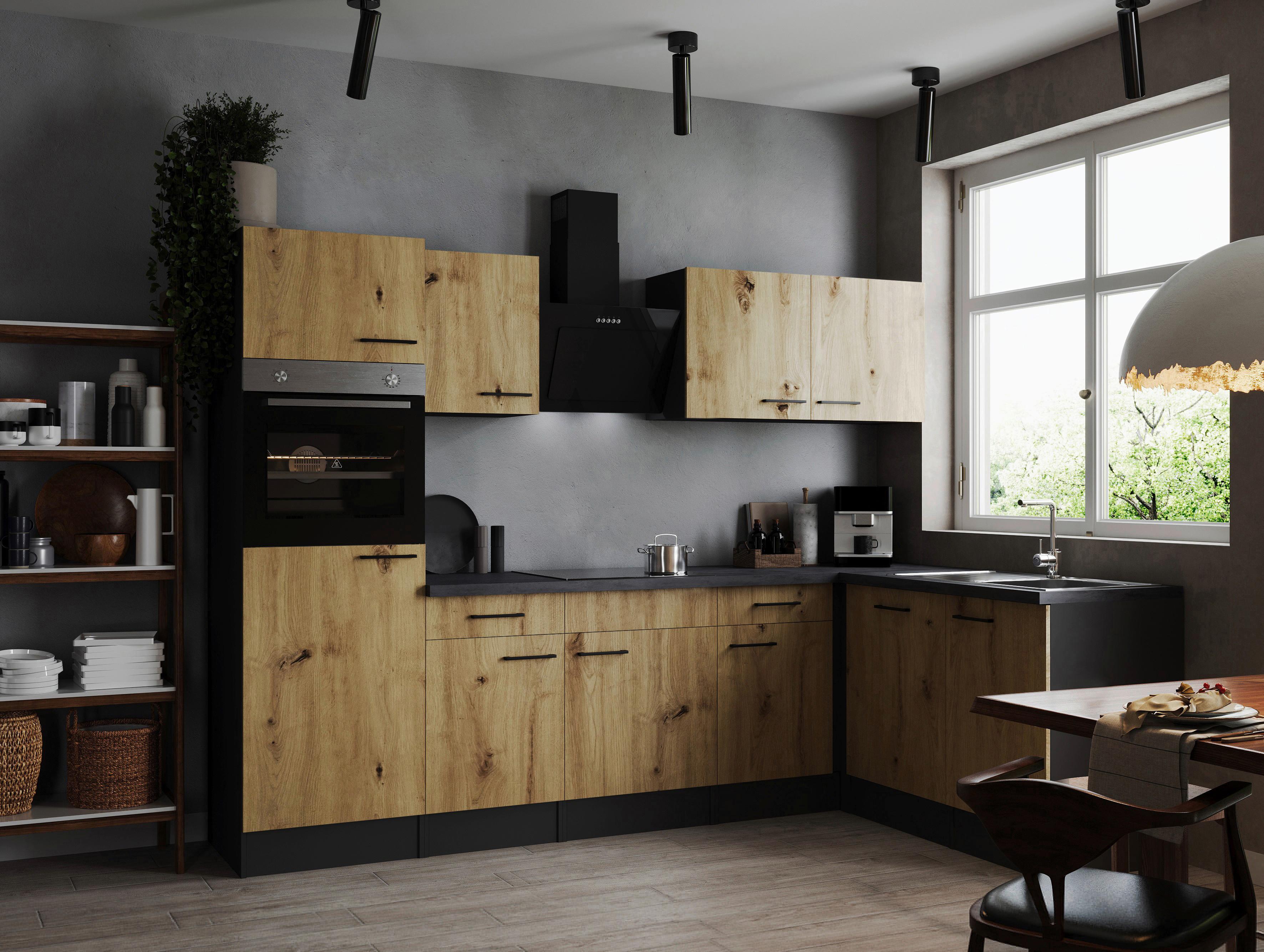 Eckküche Oliver Artisan Dekor S: 280x172 Cm - Eiche Artisan/Grau, Design, Holzwerkstoff (280/172cm) - Respekta