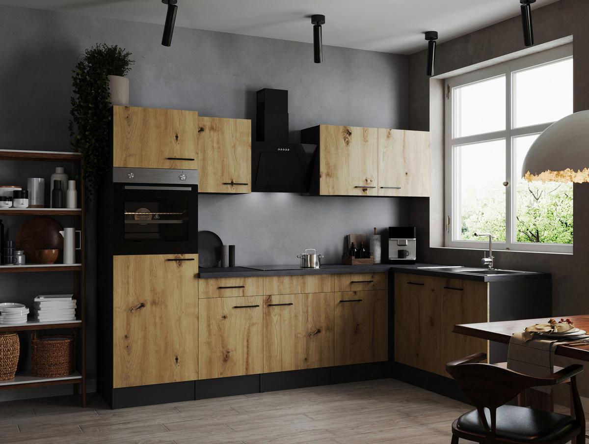 Eckküche Oliver Artisan Dekor S: 280x172 Cm - Eiche Artisan/Grau, Design, Holzwerkstoff (280/172cm) - Respekta