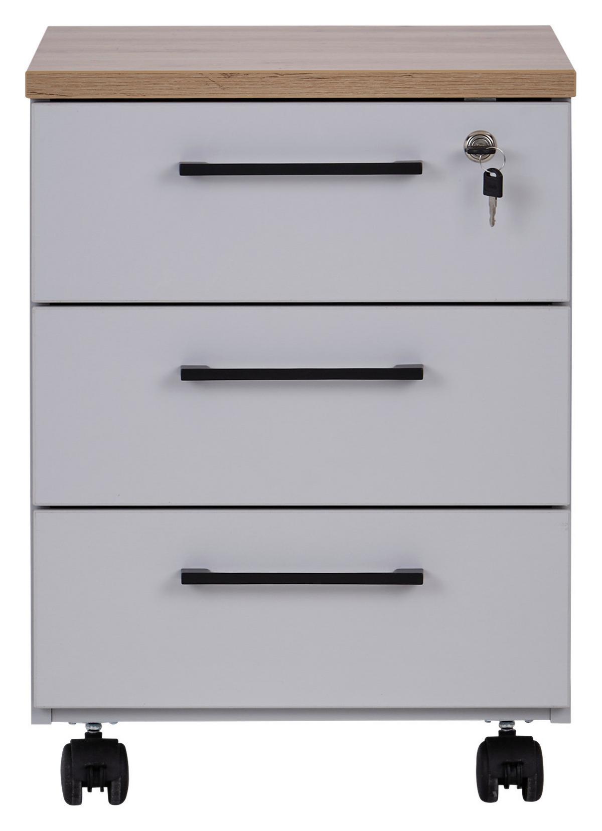 Pojazdný kontajner KONTOR K7 - čierna/sivá, Modern, kompozitné drevo (43/58.4/55.3cm)