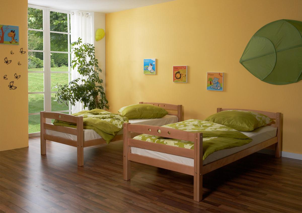 Etagenbett Lupo Buche Massiv 90 cm mit Absturzsicherung - Buchefarben, Basics, Holz (90/200cm) - MID.YOU