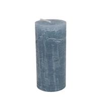 Válcová svíčka LIA - šedomodrá, Moderní, textil/přírodní materiály (6,8/15cm) - Premium Living