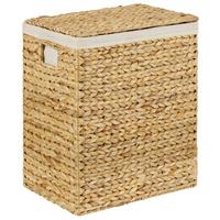 Wäschetonne mit Deckel Adalia Naturfarben, 39x28x46 cm - Creme/Naturfarben, KONVENTIONELL, Leder/Naturmaterialien (39/28/46cm) - Luca Bessoni