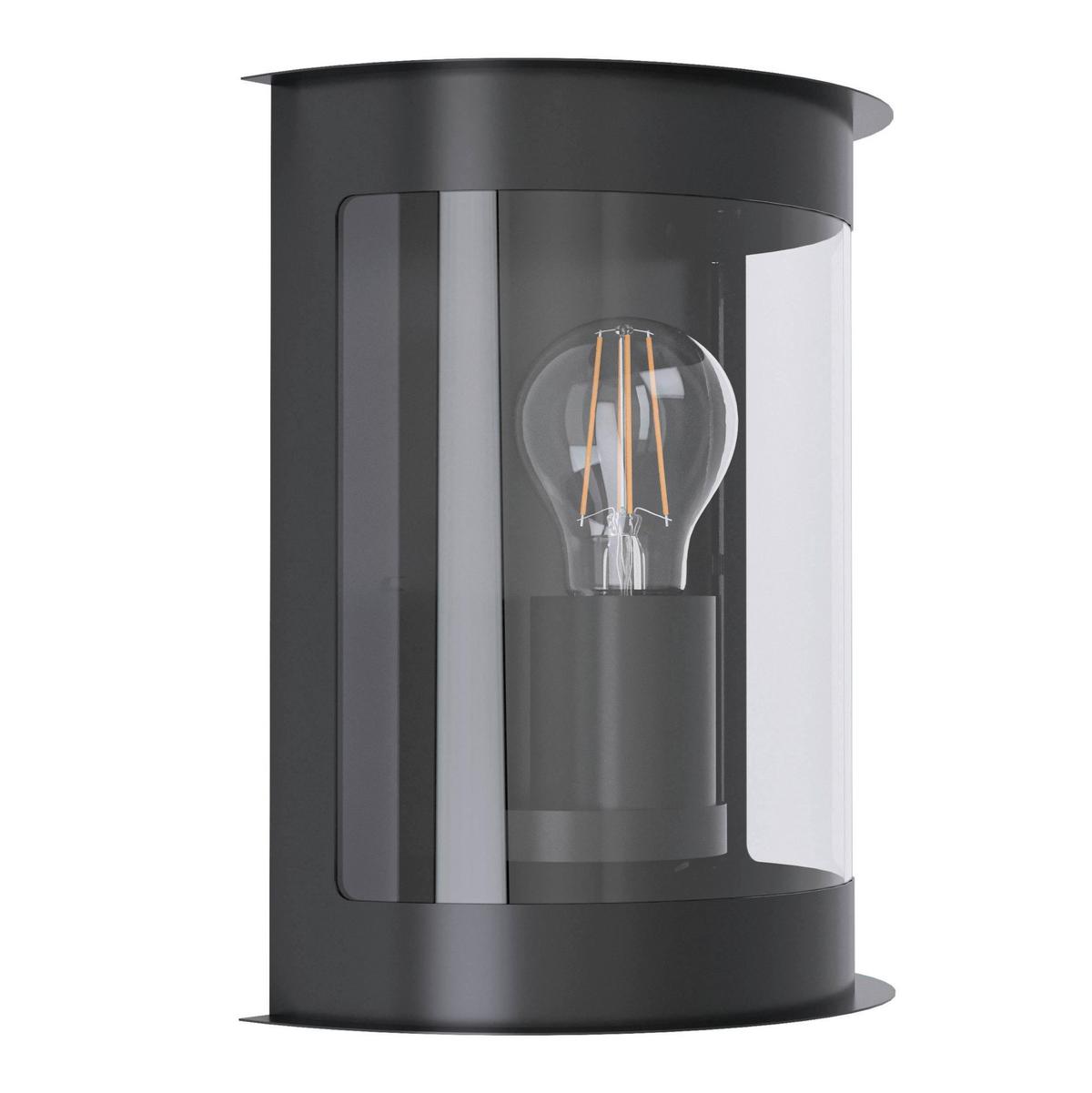 Außenwandleuchte Daril 28w Metall Kunststoff, Wandmontage - Transparent/Schwarz, KONVENTIONELL, Kunststoff/Metall (19,5cm) - Eglo