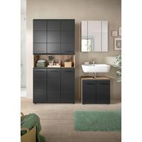 Kúpeľňa Ice 3-dielan, čierna/dub tmanvy - čierna/tmavý dub, Basics, kompozitné drevo/plast (150cm) - MID.YOU