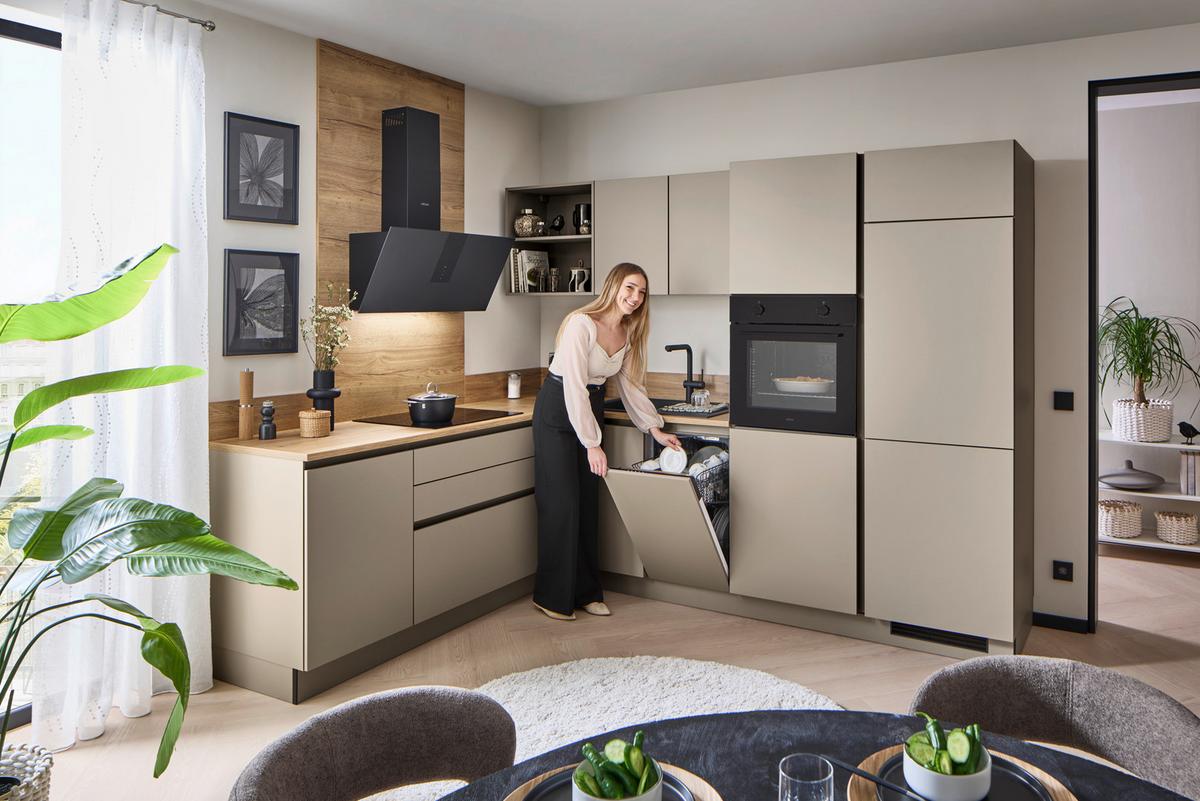 Eckküche Win - Eichefarben/Creme, MODERN, Holzwerkstoff (205,2/278,2cm) - Express-Kuechen