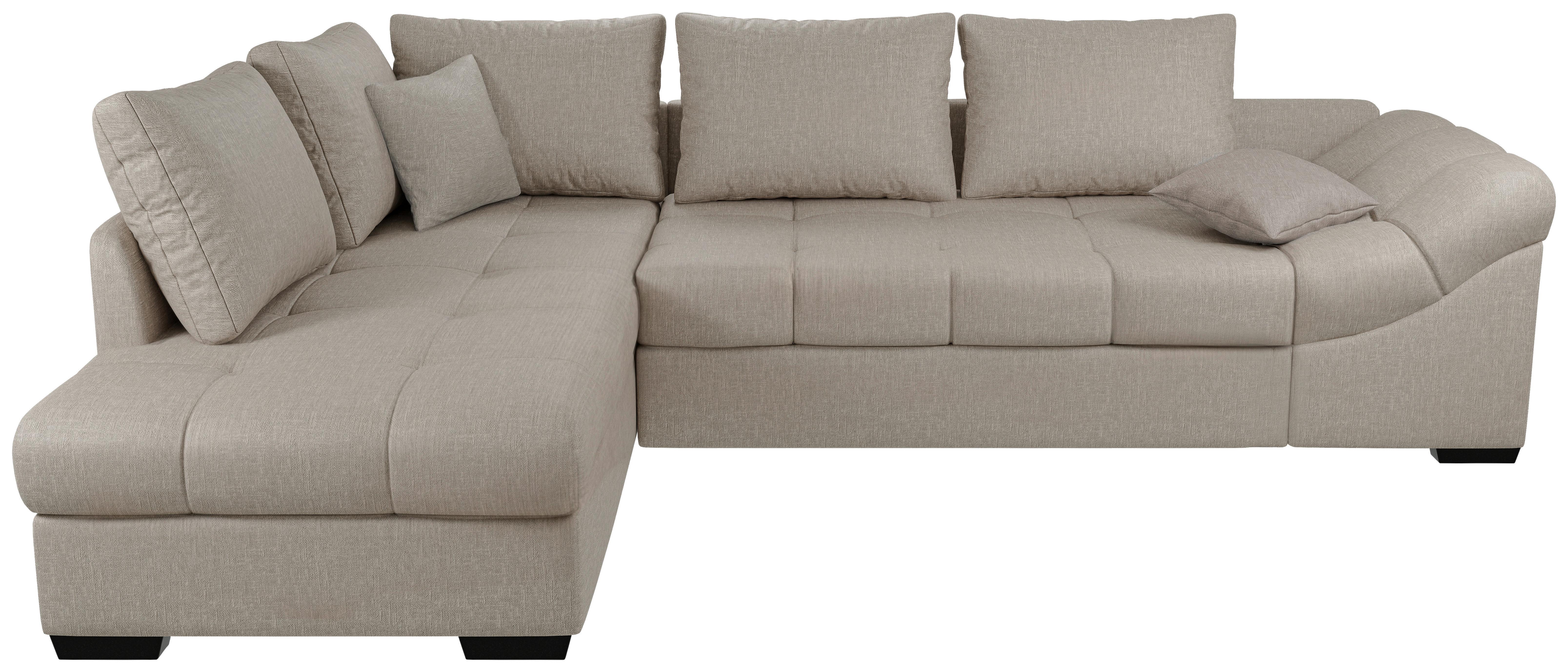 Eckschlafsofa Alvito Taupe S: 202x298 Cm - Taupe/Schwarz, MODERN, Textil (202/298cm) - MID.YOU