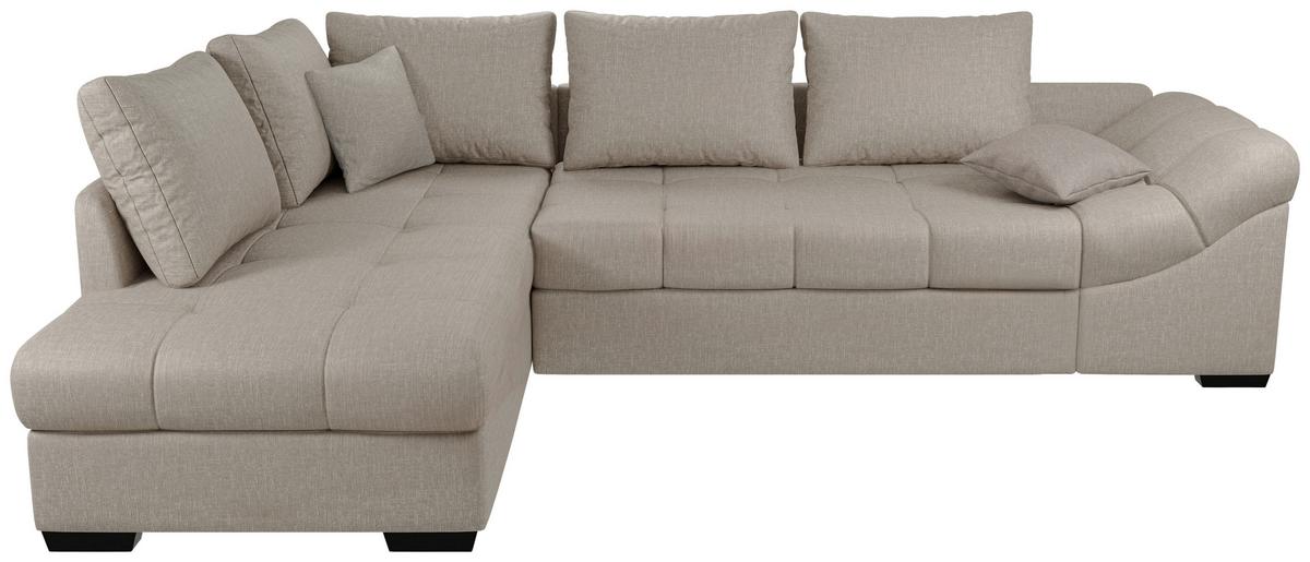 Eckschlafsofa Alvito Taupe S: 202x298 Cm - Taupe/Schwarz, MODERN, Textil (202/298cm) - MID.YOU
