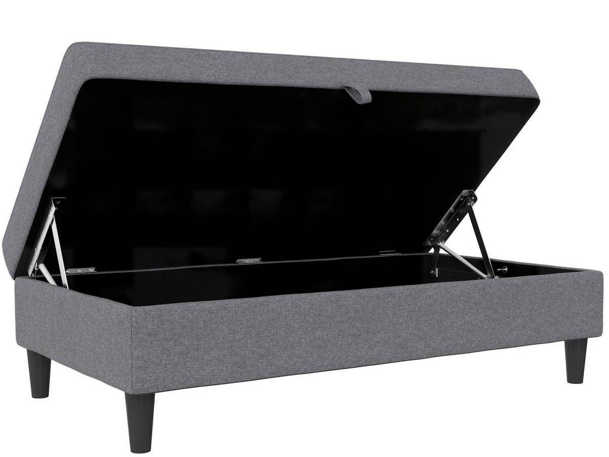 Hocker Hannover Grau, mit Stauraum - Schwarz/Grau, Basics, Textil (130/43/69cm) - Livetastic