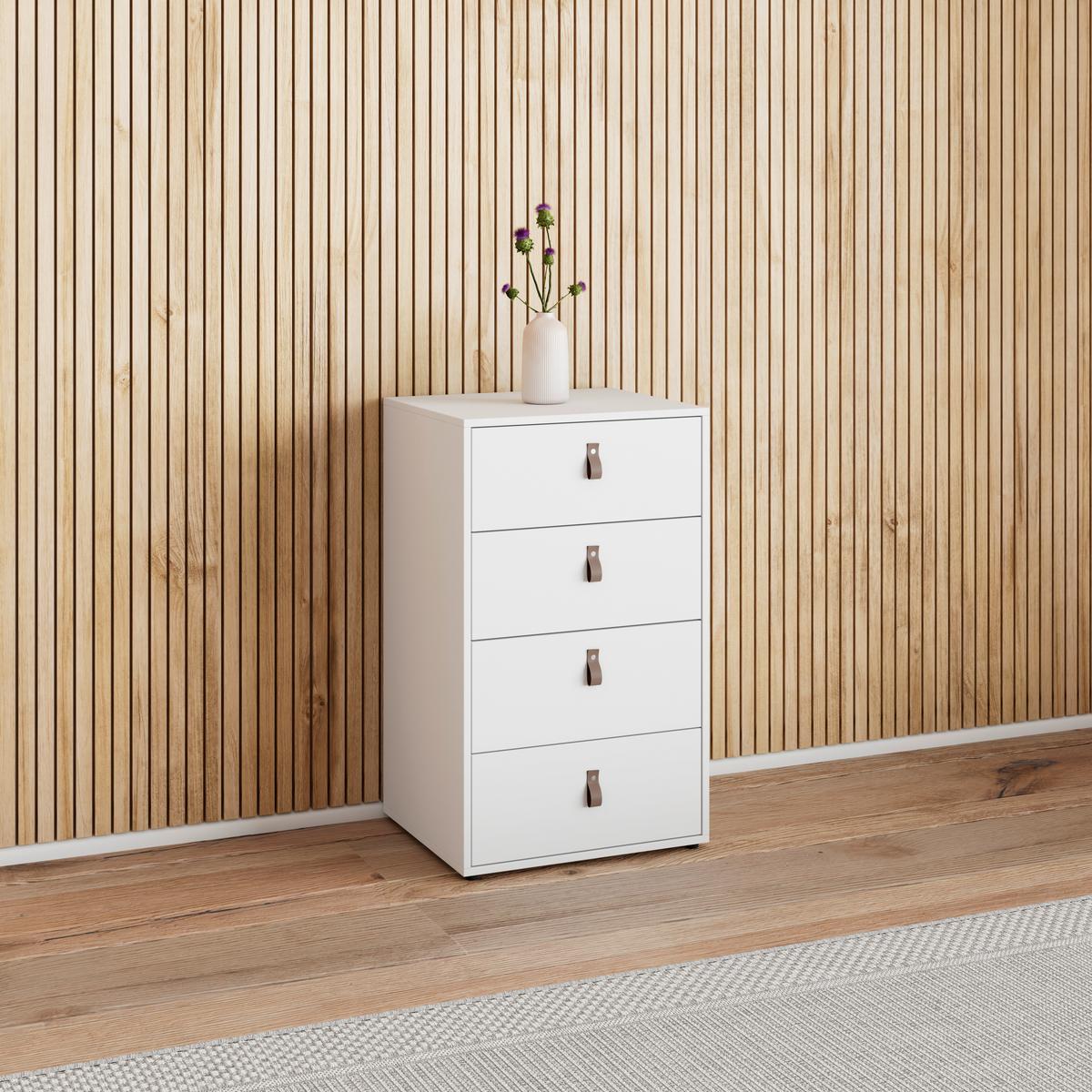 Komoda Mick - bílá/černá, Moderní, kompozitní dřevo/plast (46/77/40cm) - Modern Living