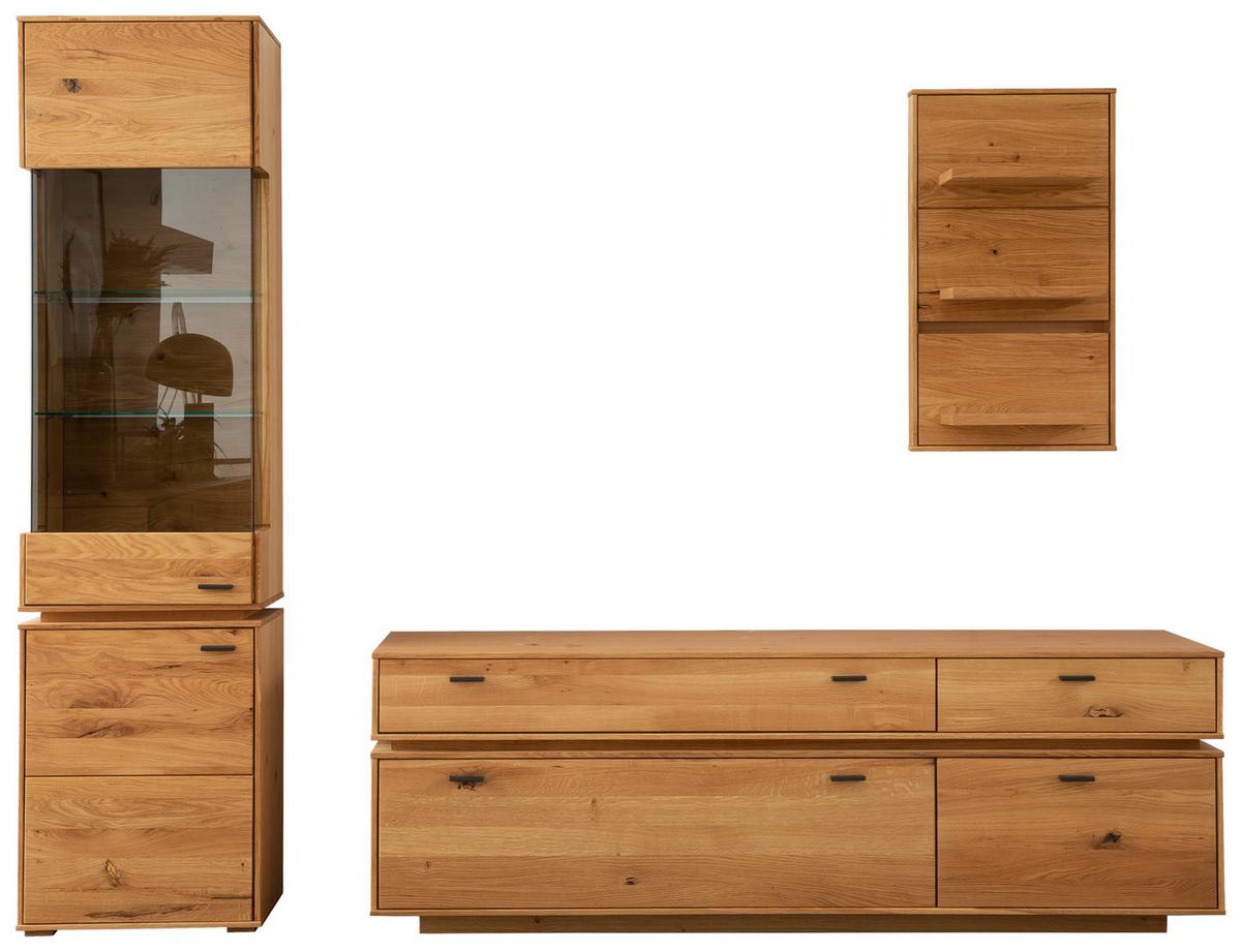 Wohnkombination Massiv 3-Tlg. Como Wildeiche - Wildeiche, Natur, Glas/Holz (246/202/51cm) - MID.YOU