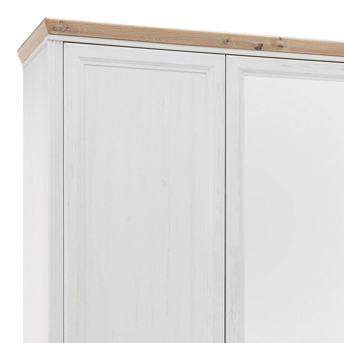 Drehtürenschrank Mit Spiegel 264cm Jasmin, Weiß - Weiß/Eiche Artisan, LIFESTYLE, Holzwerkstoff (264/220/64cm)