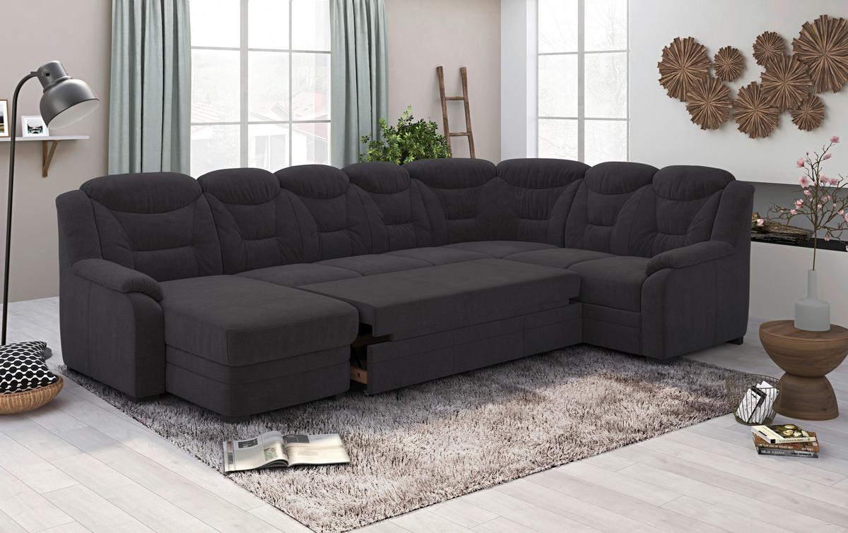 Wohnlandschaft Marcus Schwarz inkl. Bettkasten - Schwarz, Basics, Textil (162/330/211cm) - MID.YOU