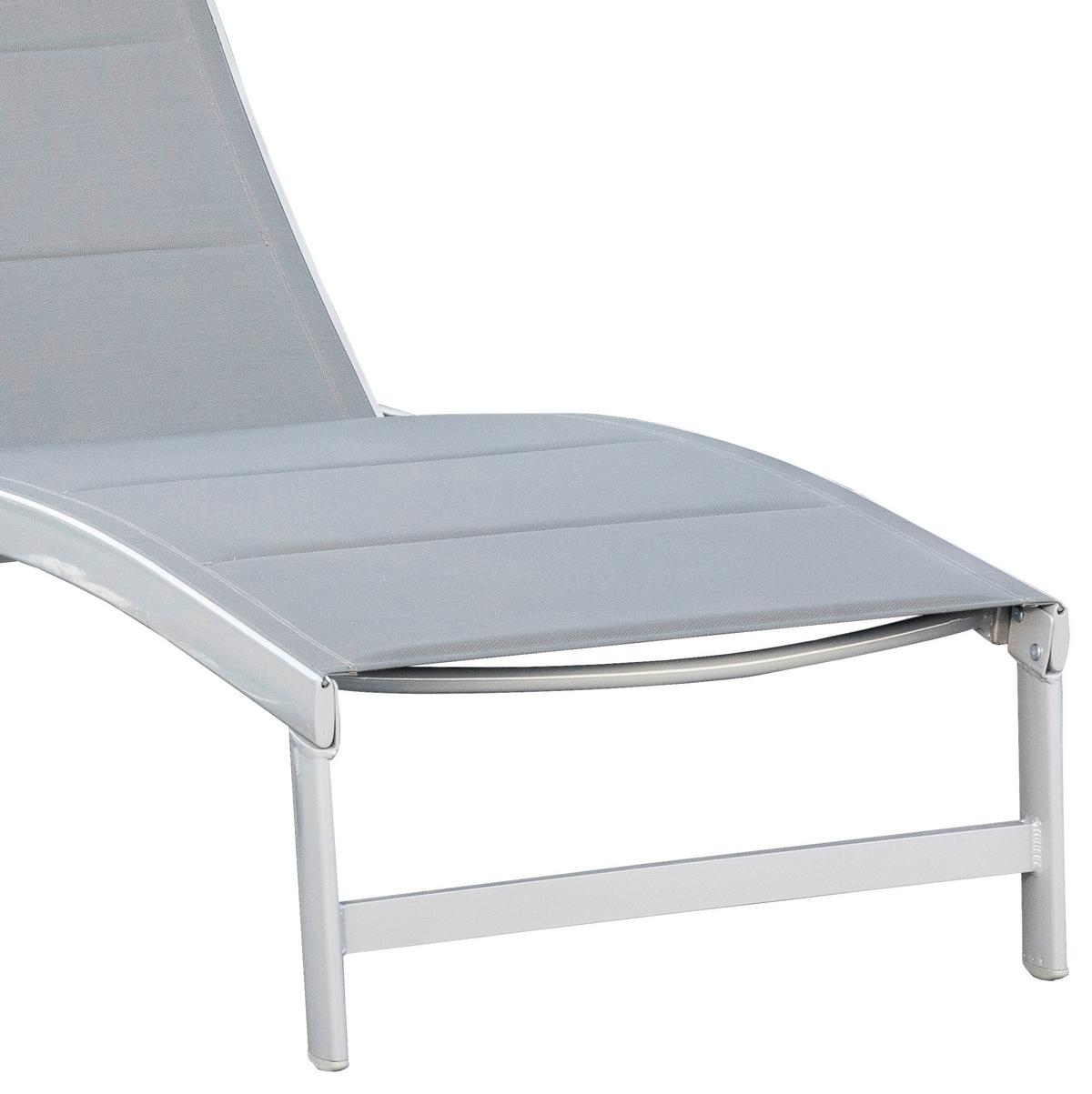 Gartenliege San Marino Metall/ Textil verstellbar mit Räder - Silberfarben/Grau, KONVENTIONELL, Textil/Metall (70/37,5/207cm) - Gardenson