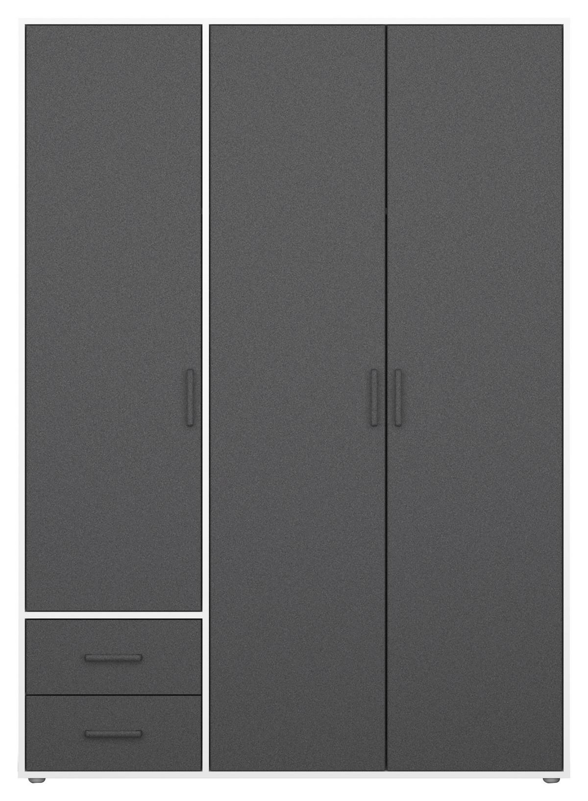 Drehtürenschrank Voyager Weiß,grau 140 cm - Weiß/Grau, MODERN, Holzwerkstoff (140/194/53cm) - Rauch Möbel