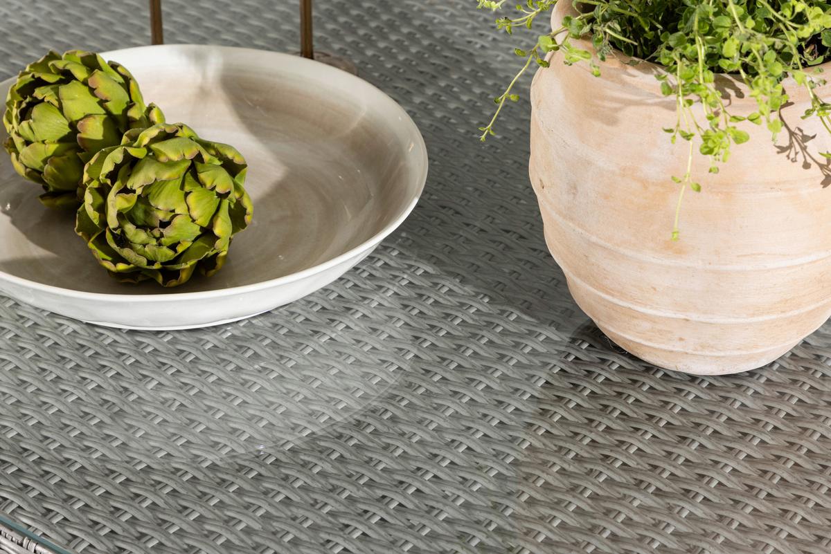 Loungegarnitur 4-Tlg Brentwood aus Kunststoff/Glas mit Kissen - Grau, KONVENTIONELL, Glas/Kunststoff - Gardenson