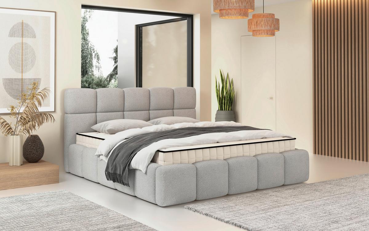 Polsterbett Cloudy M. Matratze Silberfarben, Lf: 180x200 Cm - Silberfarben, Trend, Holz/Holzwerkstoff (180/200cm) - Luca Bessoni
