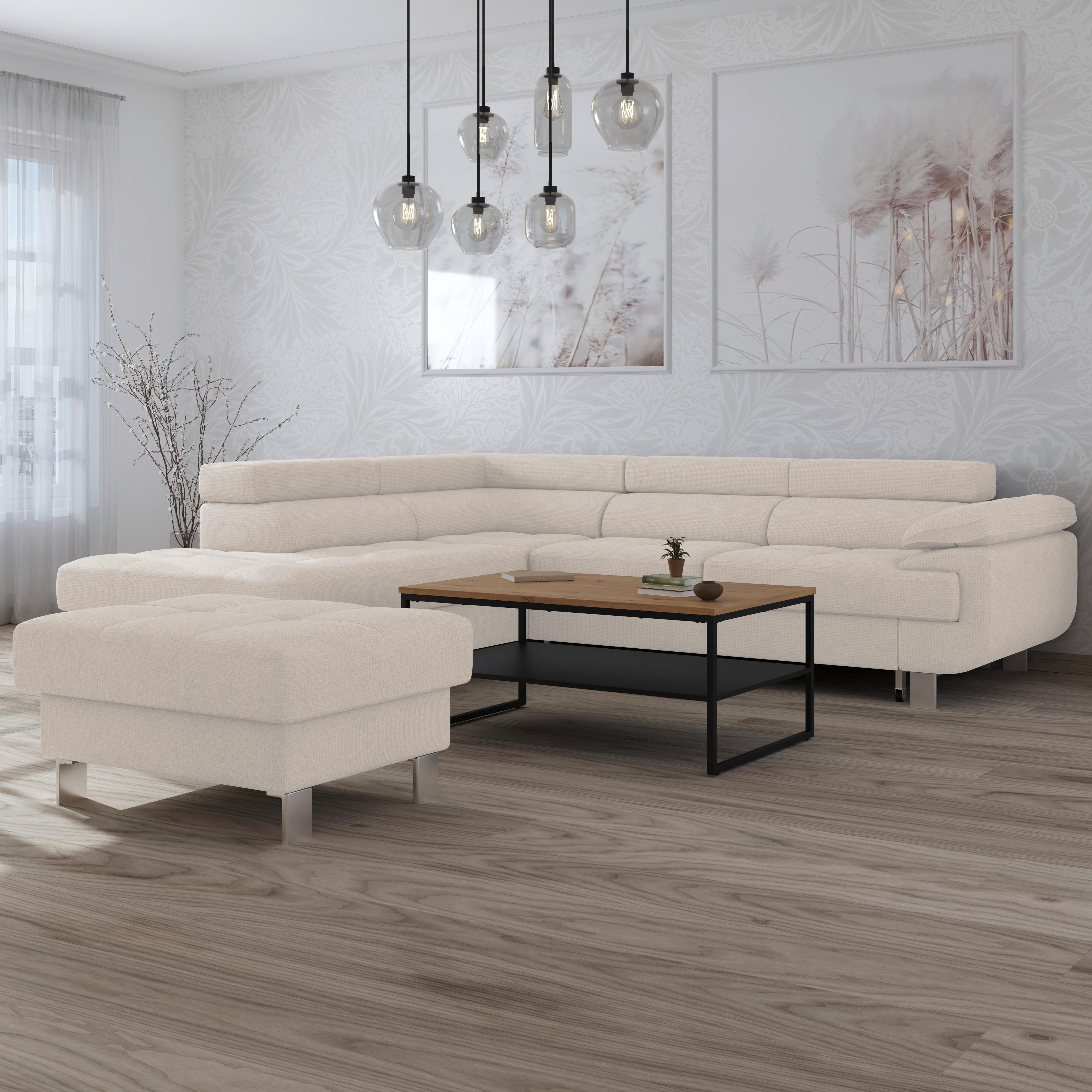 Ecksofa Savona - Perlmutt, MODERN, Textil (230/270cm) - Ondega