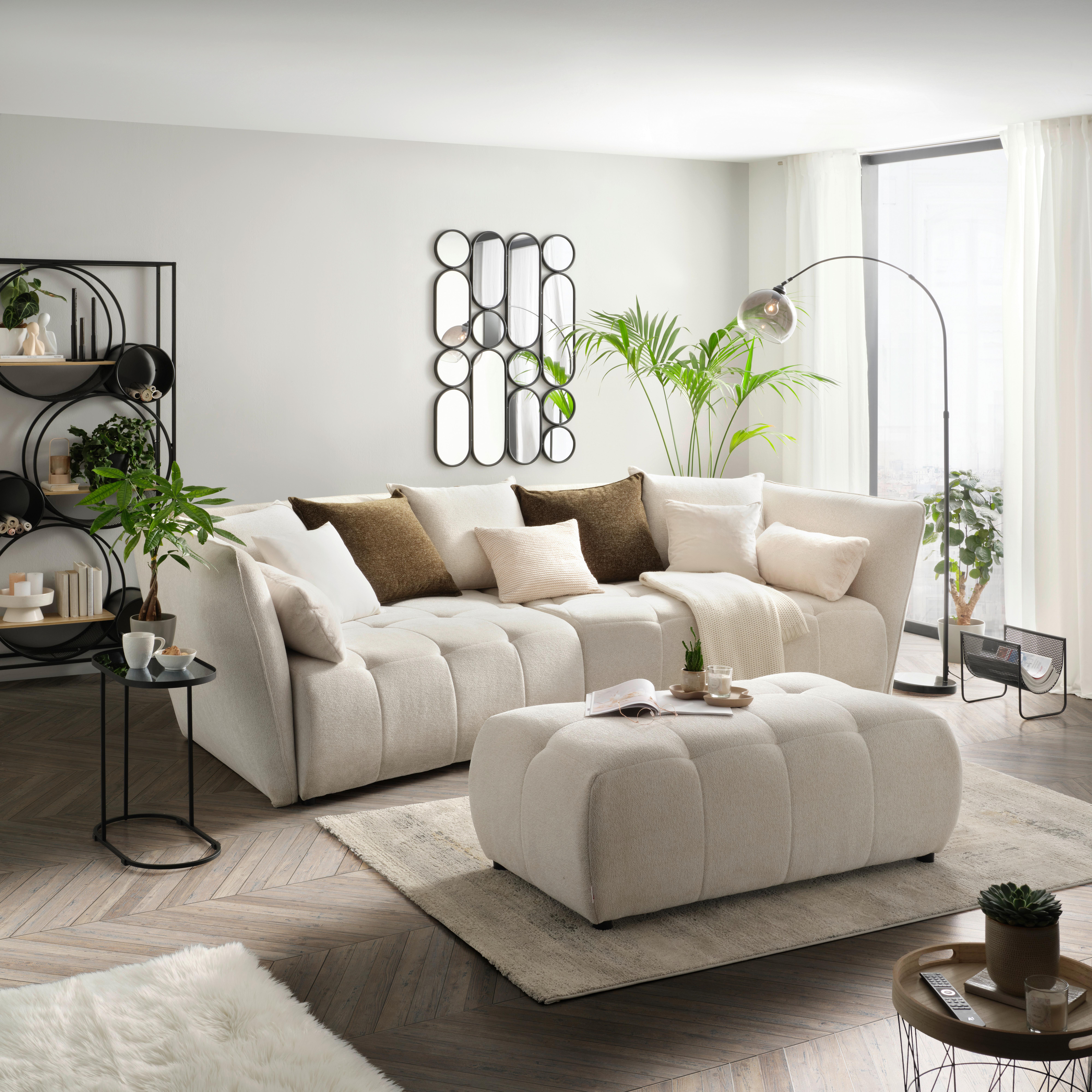 Veľká pohovka SOFI, krémová - čierna/krémová, Modern, textil (294/93/152cm) - Premium Living