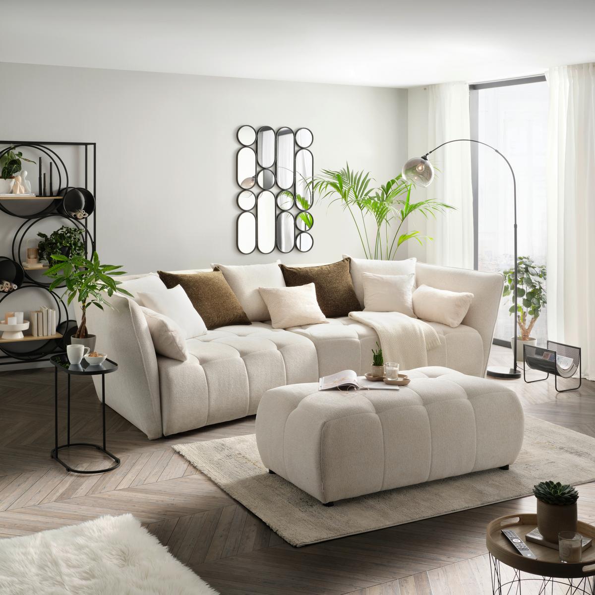 Veľká pohovka SOFI, krémová - čierna/krémová, Modern, textil (294/93/152cm) - Premium Living
