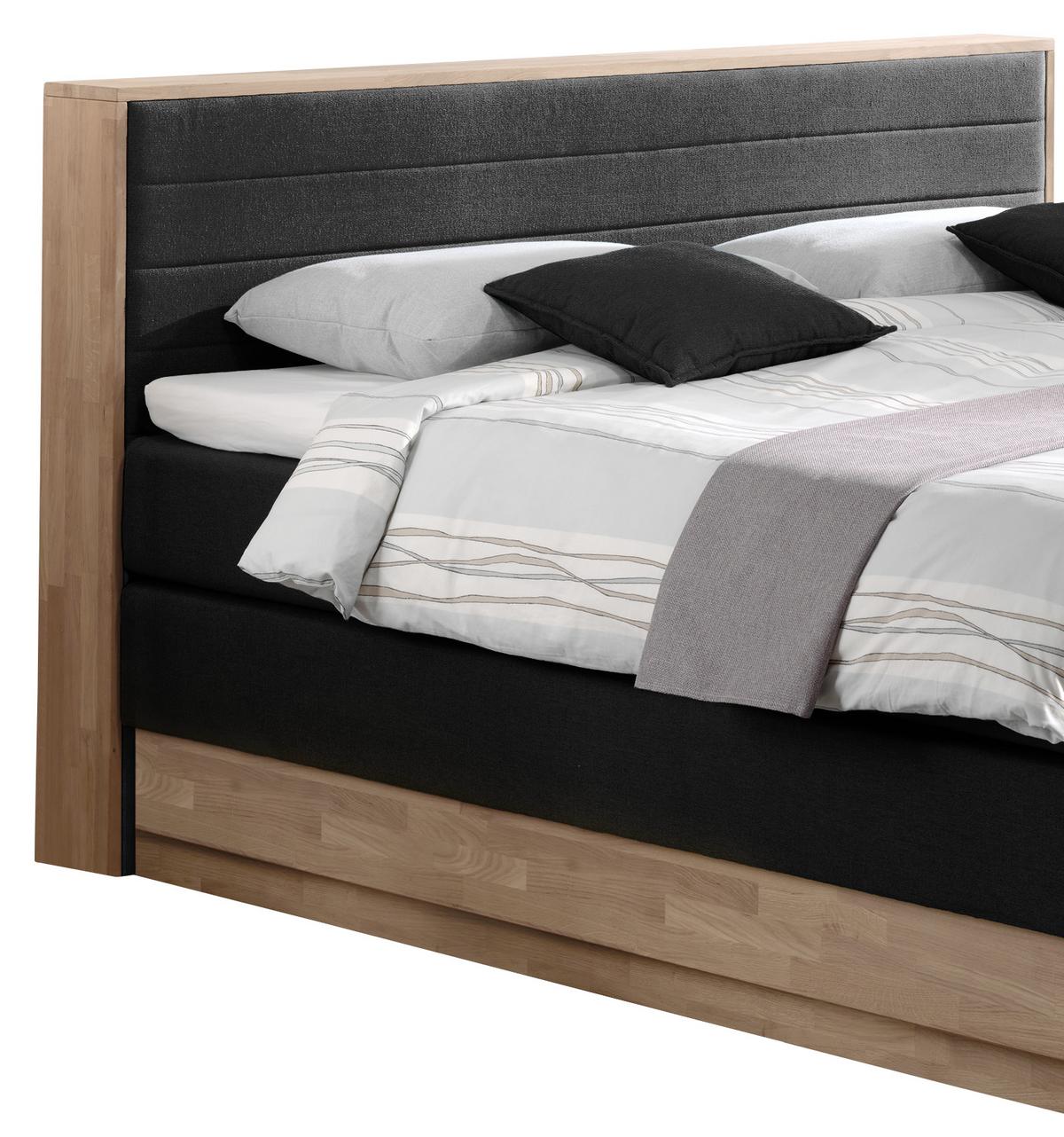 Boxspringbett Moneta 200x200cm Schwarz - Eichefarben/Schwarz, MODERN, Holz/Textil (200/200cm) - MID.YOU