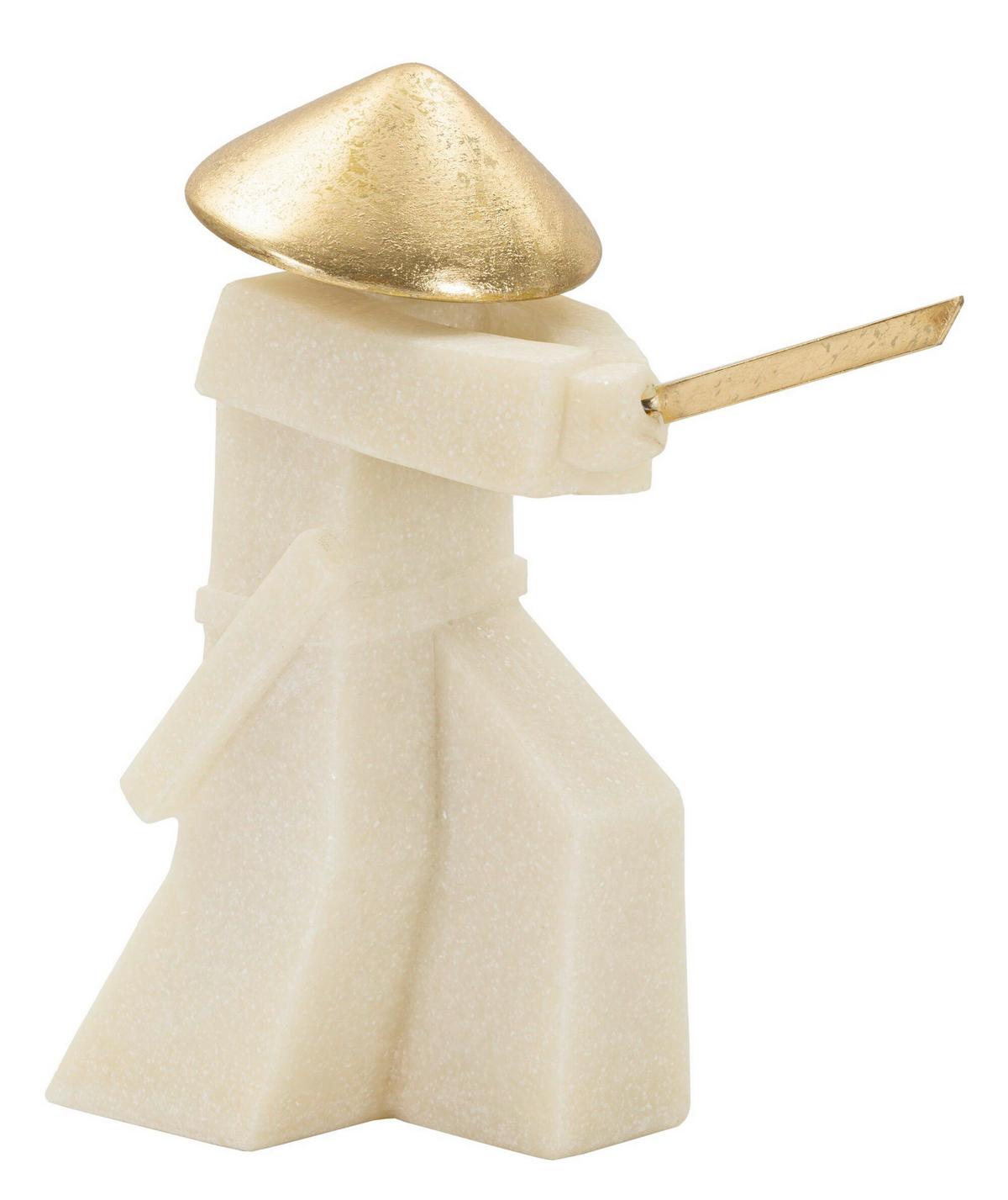 Skulptur Kunststoff/metall, Weiß/gold - Basics, Kunststoff/Metall (34/30/12cm)