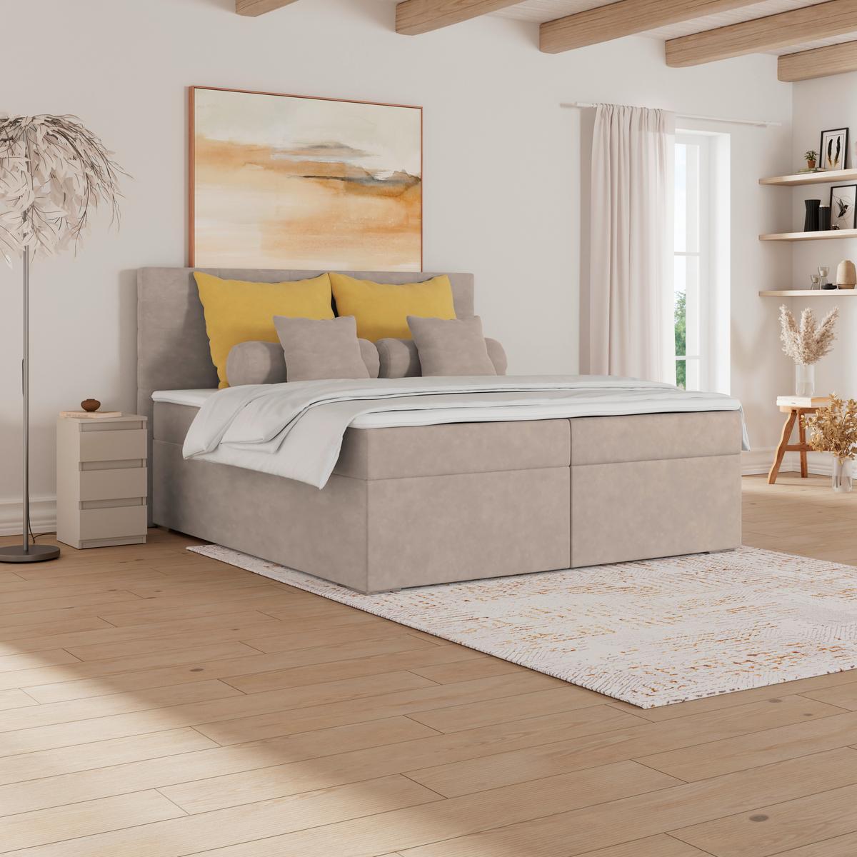 Kárpitozott Ágy Adria 160/200cm - cappuccino, Konventionell, textil/fa (160/200cm)