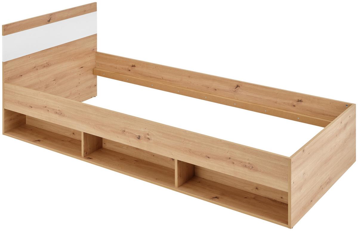 Bett Basic Two - Weiß/Eiche Artisan, KONVENTIONELL, Holzwerkstoff (90/200cm)