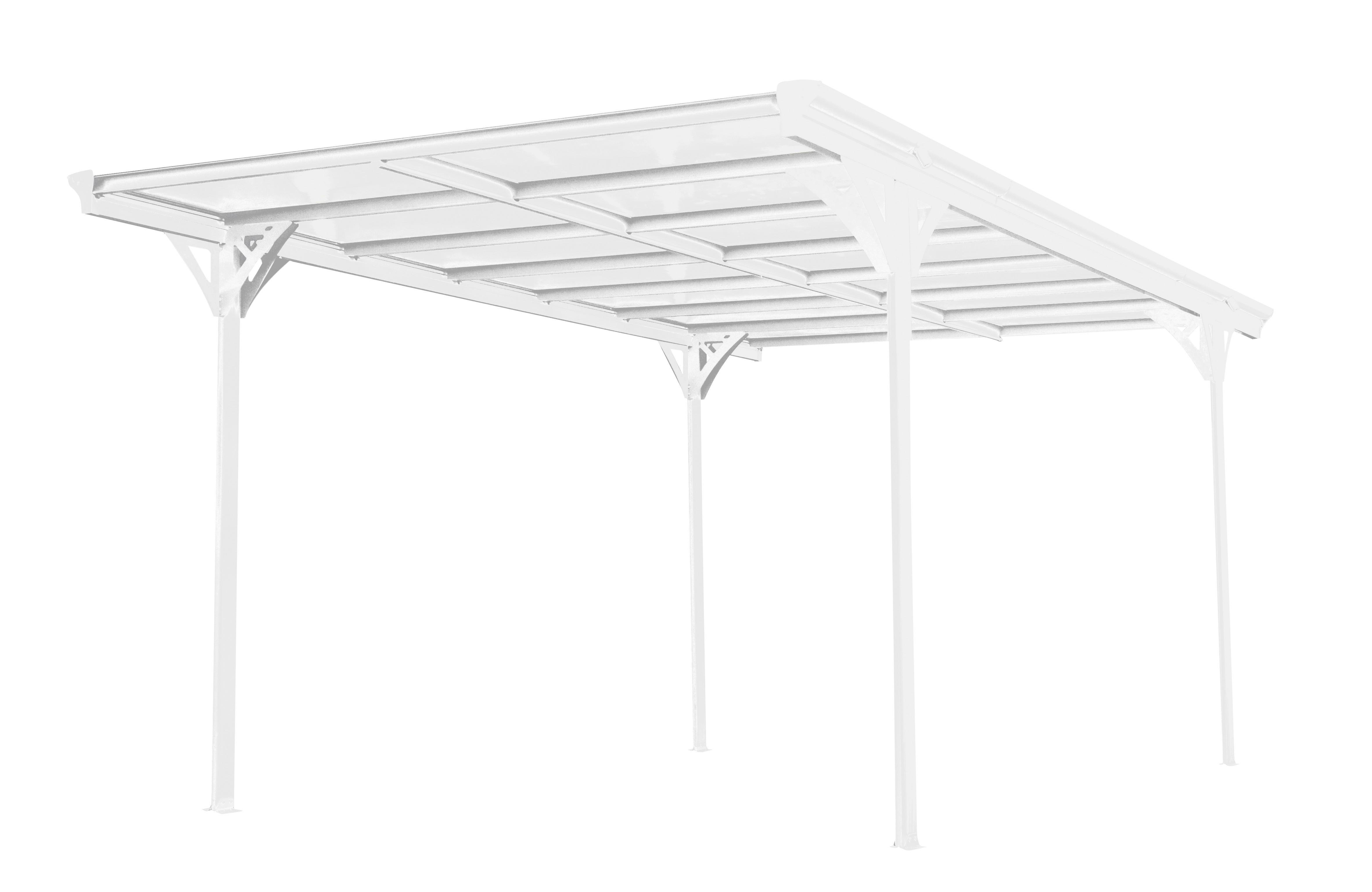 Carport Carport Flachdach 15 m² - Weiß, Basics, Kunststoff/Metall (305/232/503cm)