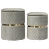 Hocker Zora Grau Polyester, D: 31,5 Cm - Goldfarben/Grau, Design, Textil/Metall (31,5/38/31,5cm) - Kayoom
