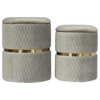 Hocker Zora Grau Polyester, D: 31,5 Cm - Goldfarben/Grau, Design, Textil/Metall (31,5/38/31,5cm) - Kayoom