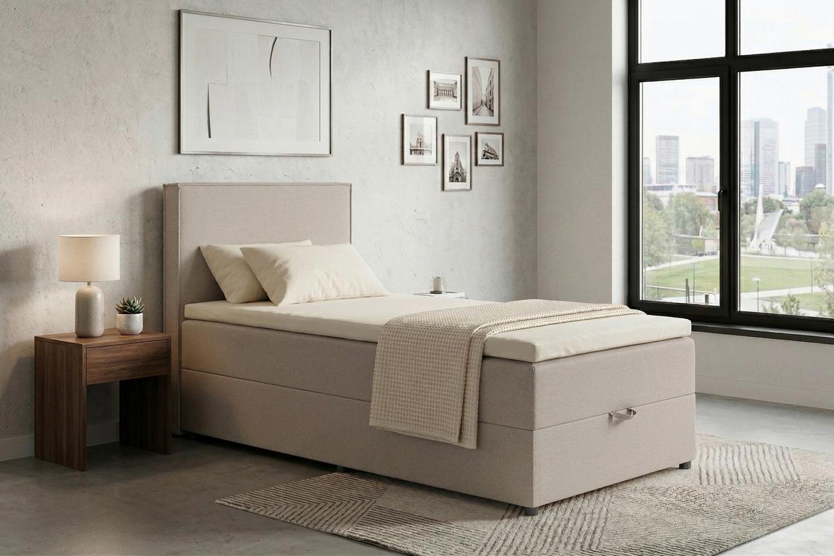 Boxspringbett Naxos 100x200 Soul 2 Beige - Beige/Schwarz, MODERN, Holzwerkstoff/Textil (100/200cm)