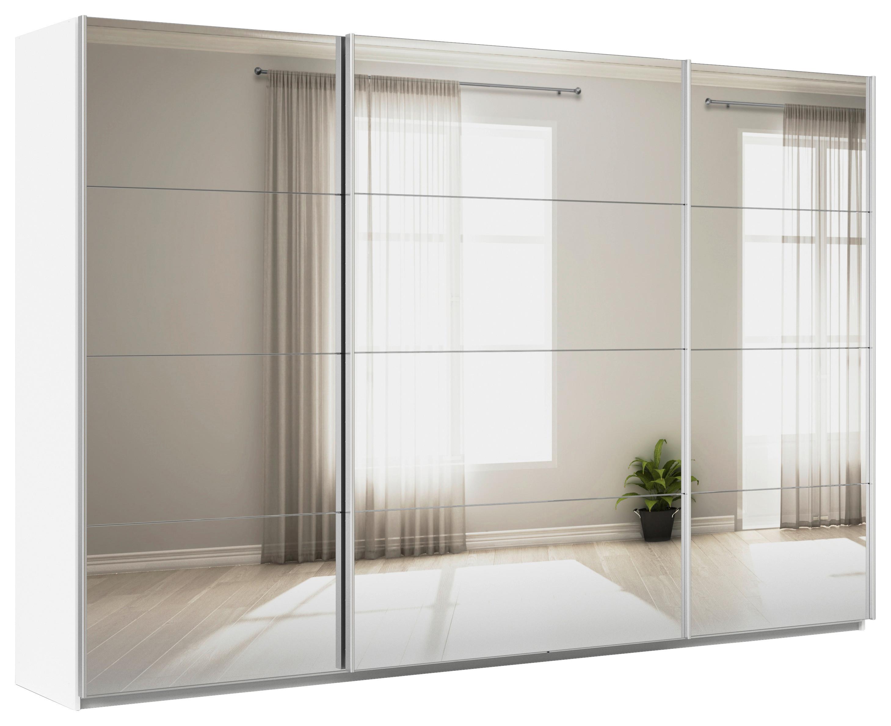 Schwebetürenschrank Mit Spiegel B: 315cm Feldkirch - Silberfarben/Weiß, MODERN, Glas/Holzwerkstoff (315/210/62cm)