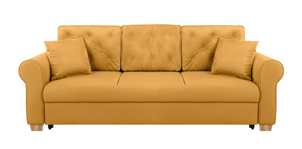 Schlafsofa Arles, Gelb 40 B: 240 Cm - Gelb/Buchefarben, Design, Textil (240/94/98cm) - MID.YOU