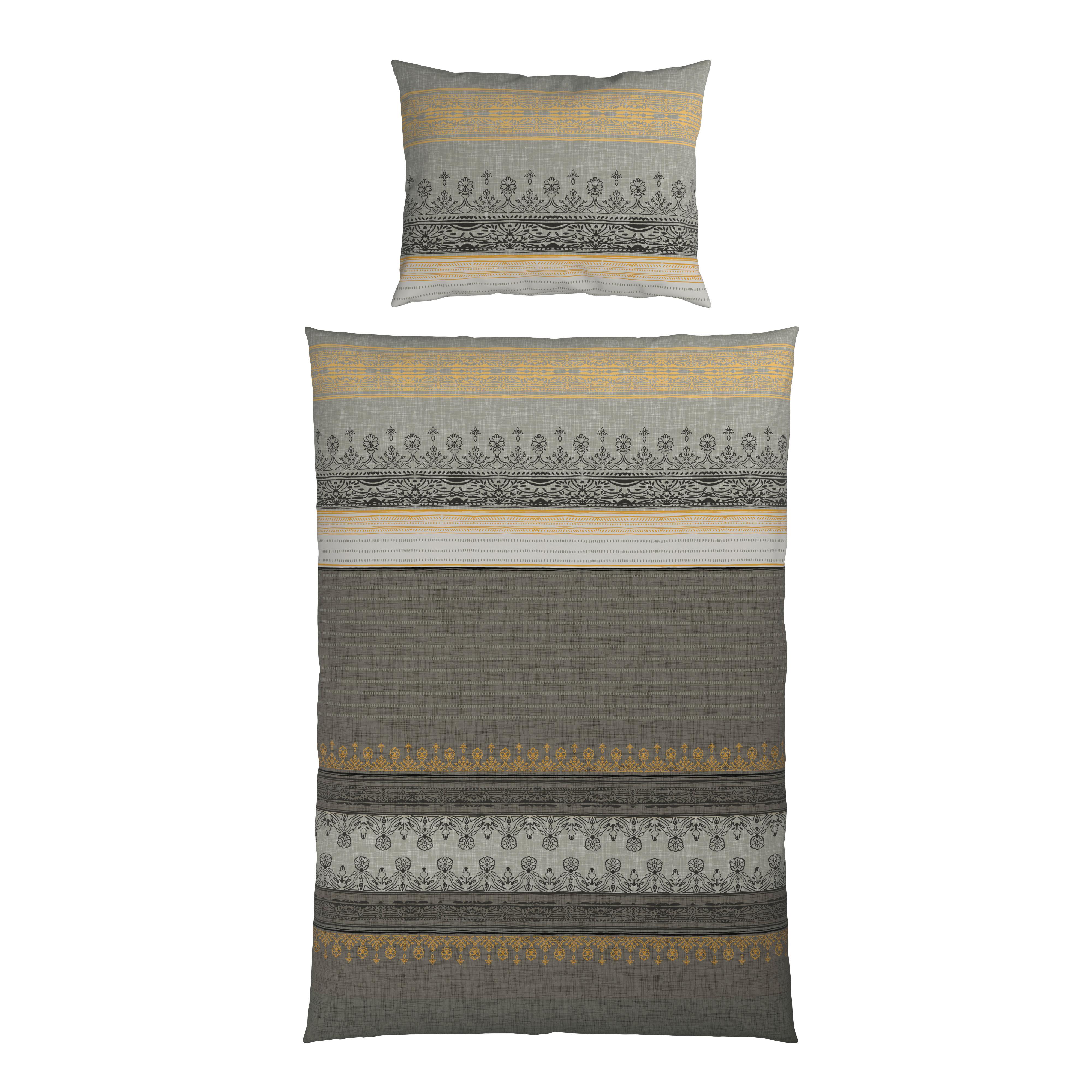BETTWÄSCHE TIFFANY - Gelb/Grau, MODERN, Textil - Luca Bessoni