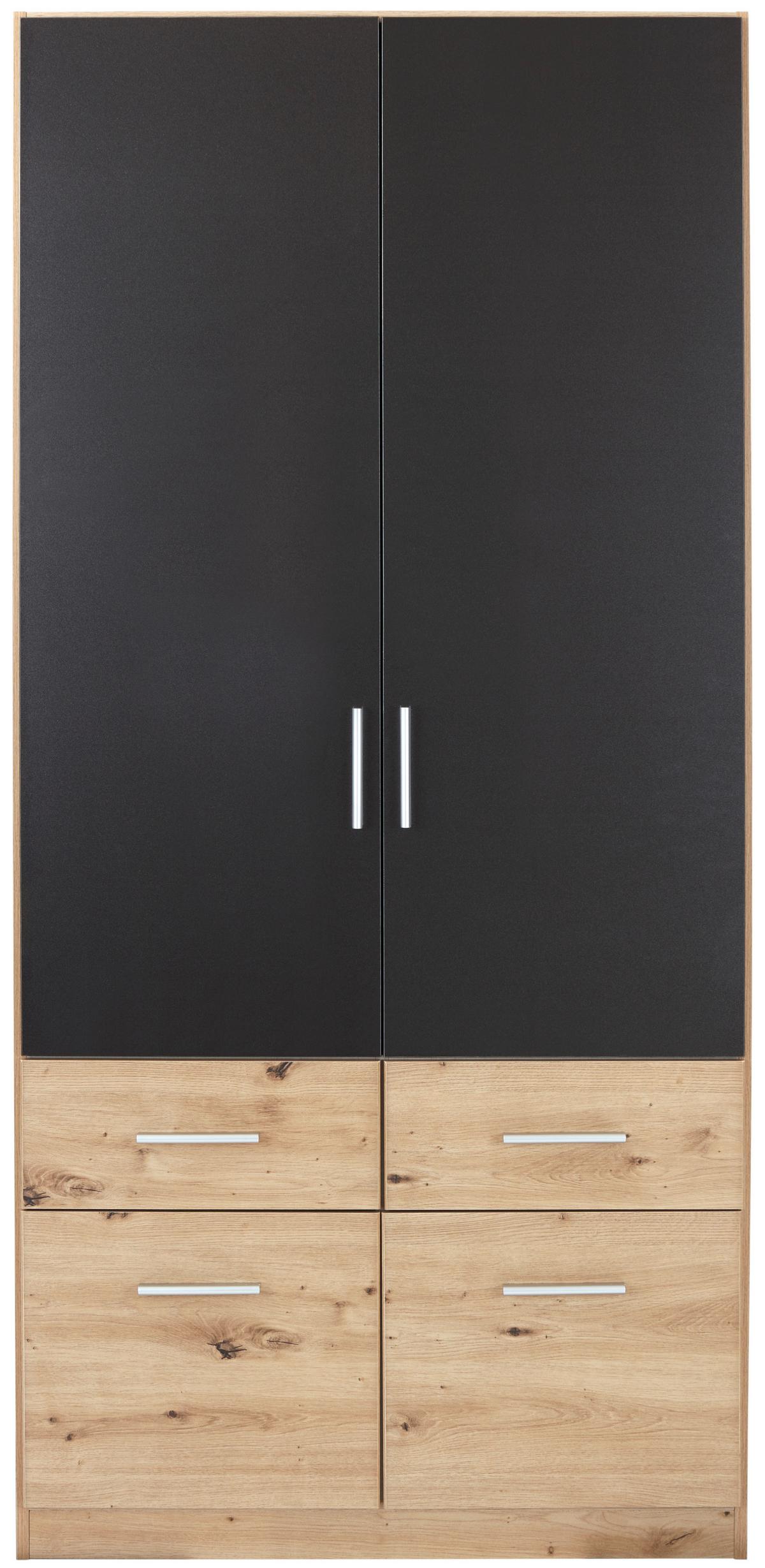 Nyílóajtós Szekrény Celle Extra 91/197 Cm - Artisan tölgy/sötétszürke, Design, faalapú anyag (91/197/54cm)