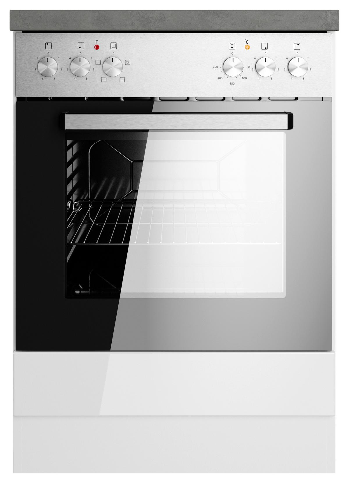 Herdumbauschrank Monza B: 60 Cm Weiß/grau - Weiß Hochglanz/Weiß, LIFESTYLE, Holzwerkstoff (60/86/60cm) - Held